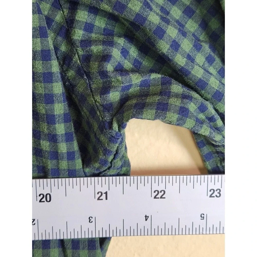 J.Crew‎ Flex Washed Slim Fit Gingham Button Down Shirt Mens XL Green Navy Blue